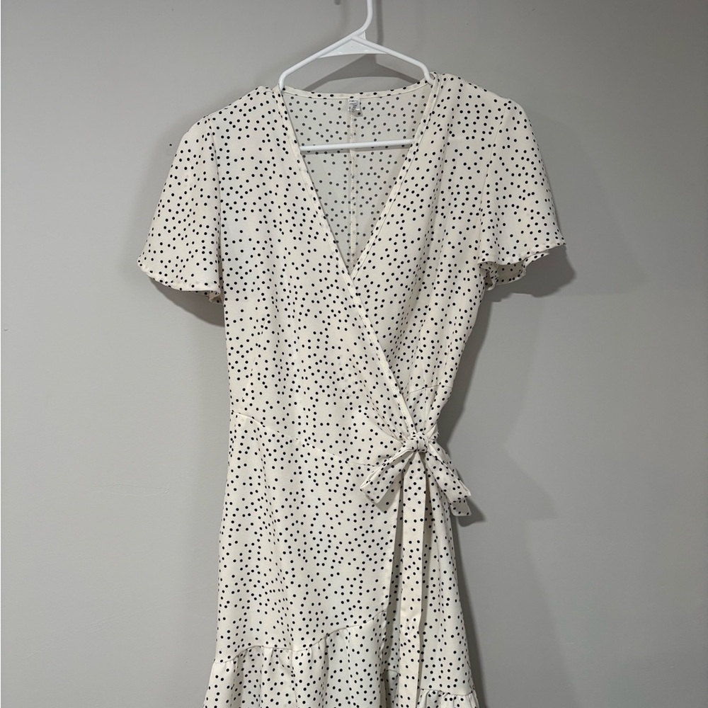Boutique White Polka Dot Midi Dress